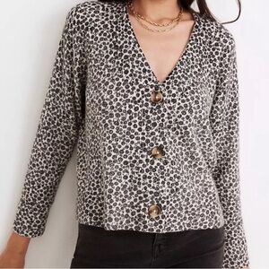 Madewell Black/Cream Floral Sweater Size XS